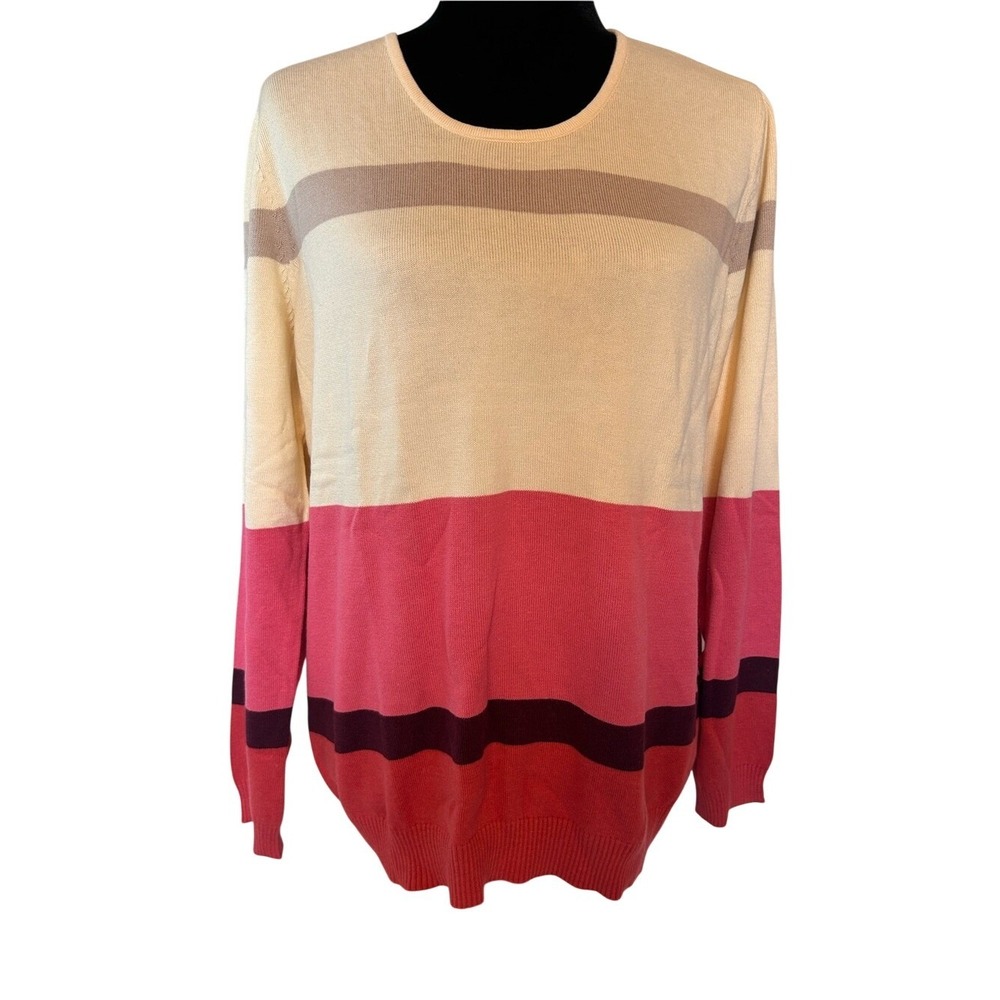 NWT Appleseed's Color-block‎ Striped Soft Sweater Size Large